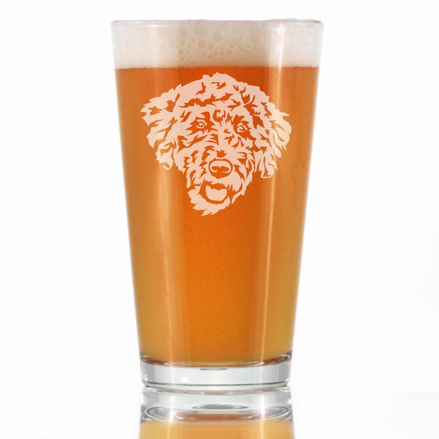 Labradoodle Face - Pint Glass for Beer - Labradoodle Gifts for Dog Lovers Women & Men - 16 oz Glasses