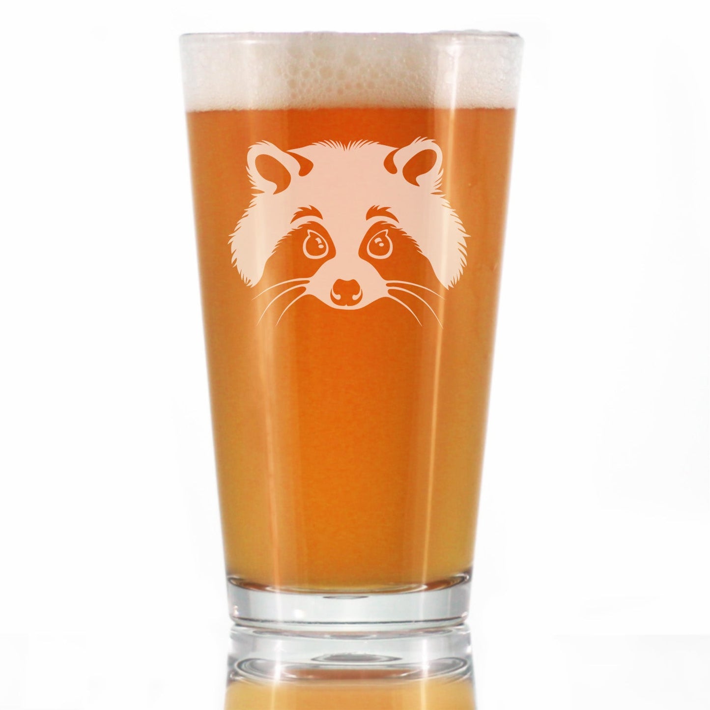 Raccoon Face - Pint Glass for Beer - Cute Raccoon Gifts for Animal Lovers - 16 oz Glasses