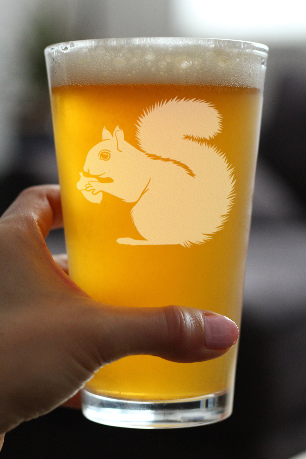 Squirrel Pint Glass for Beer - Squirrel Gifts and Decor with Squirrels - 16 Oz Glasses