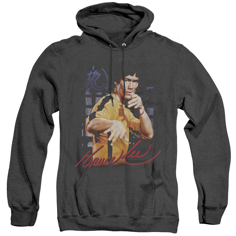 Bruce Lee Yellow Jumpsuit Heather Mens Hoodie Black Officially Licensed