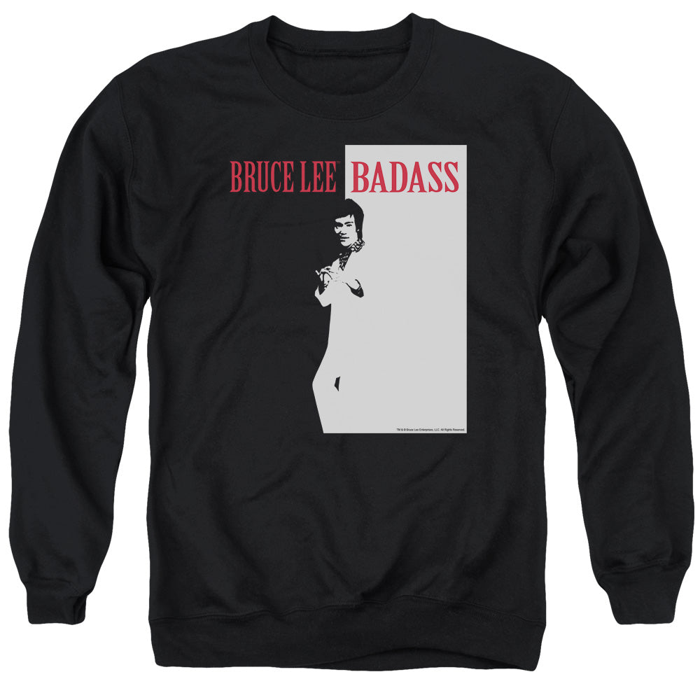 Bruce Lee Badass Mens Crewneck Sweatshirt Black Officially Licensed