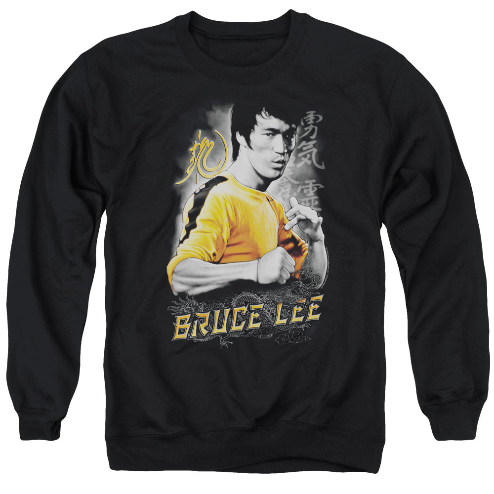 Bruce Lee Yellow Dragon Mens Crewneck Sweatshirt Black Officially Licensed