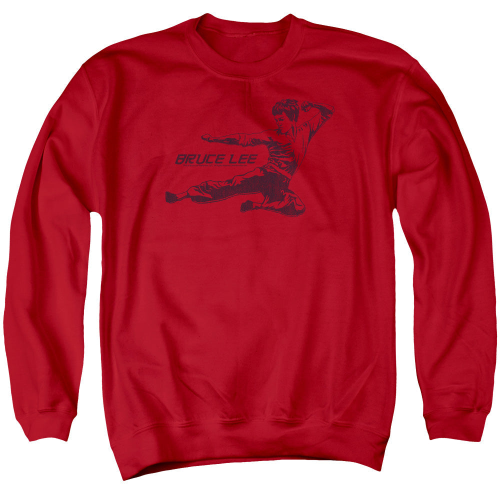 Bruce Lee Line Kick Mens Crewneck Sweatshirt Red Officially Licensed