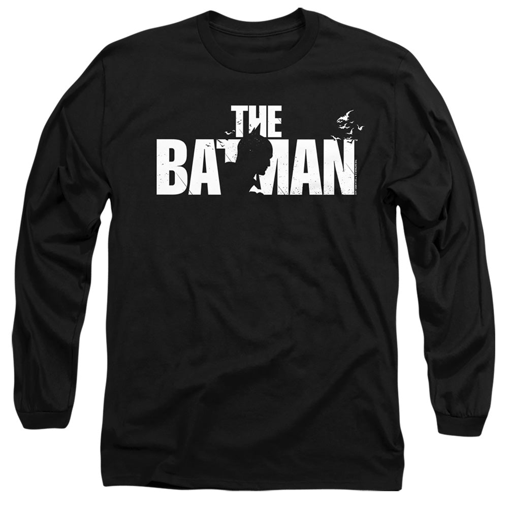 The Batman Silhouette Title Mens Long Sleeve Shirt Black Officially Licensed