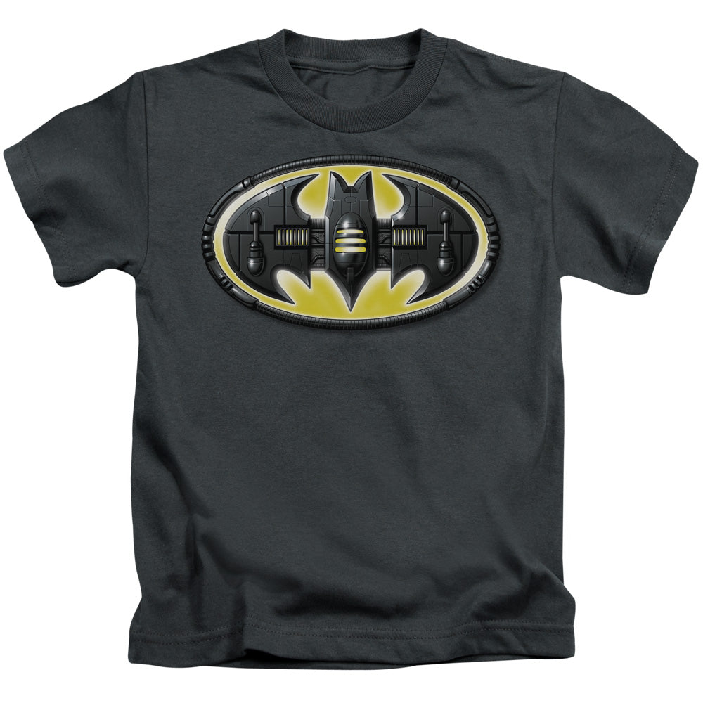 Batman Bat Mech Logo Juvenile Kids Youth T Shirt Charcoal Officially Licensed