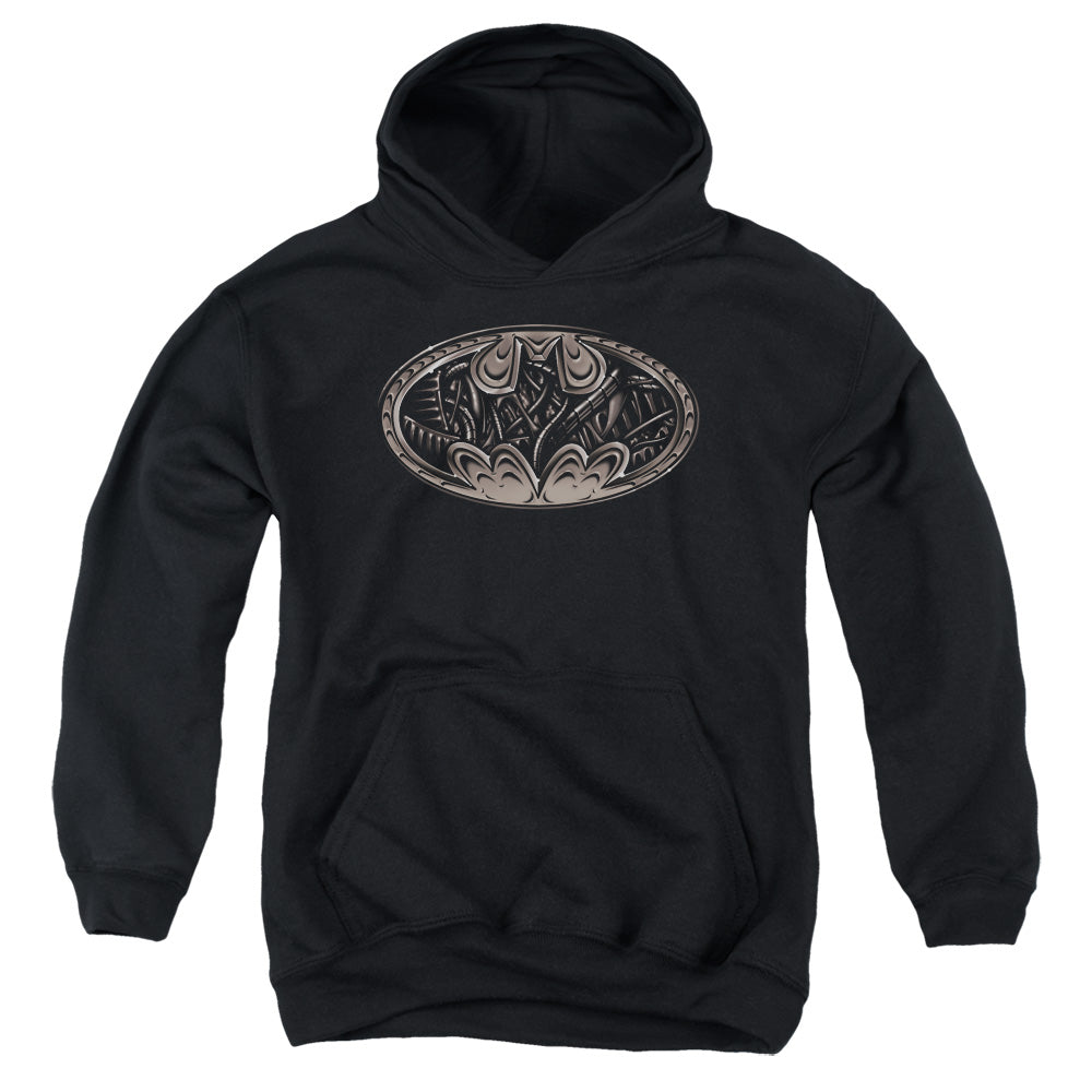 Batman Bio Mech Bat Shield Kids Youth Hoodie Black Officially Licensed