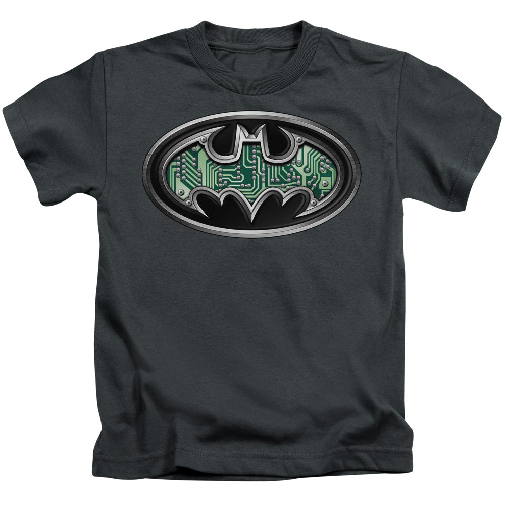 Batman Circuitry Shield Juvenile Kids Youth T Shirt Charcoal Officially Licensed