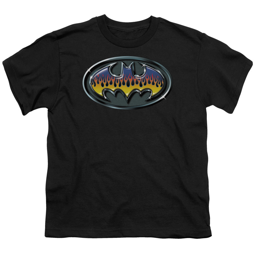 Batman Hot Rod Shield Kids Youth T Shirt Black Officially Licensed