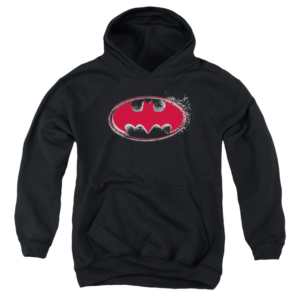 Batman Hardcore Noir Bat Logo Kids Youth Hoodie Black Officially Licensed