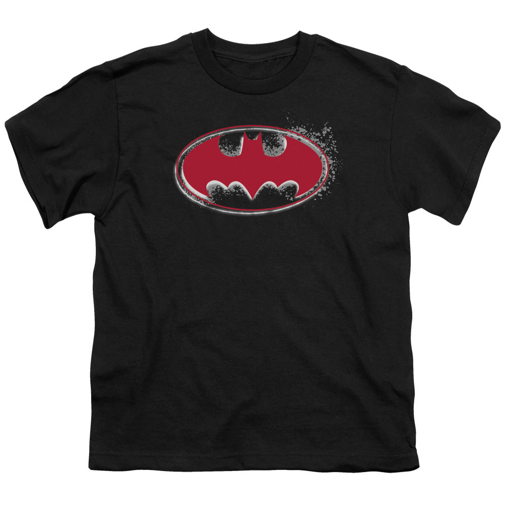 Batman Hardcore Noir Bat Logo Kids Youth T Shirt Black Officially Licensed