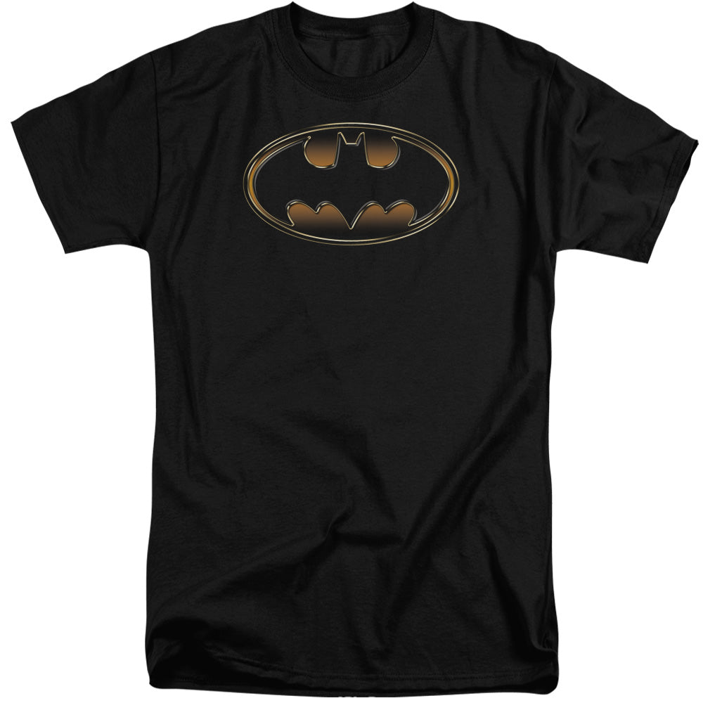 Batman Black & Gold Embossed Shield Mens Tall T Shirt Black Officially Licensed