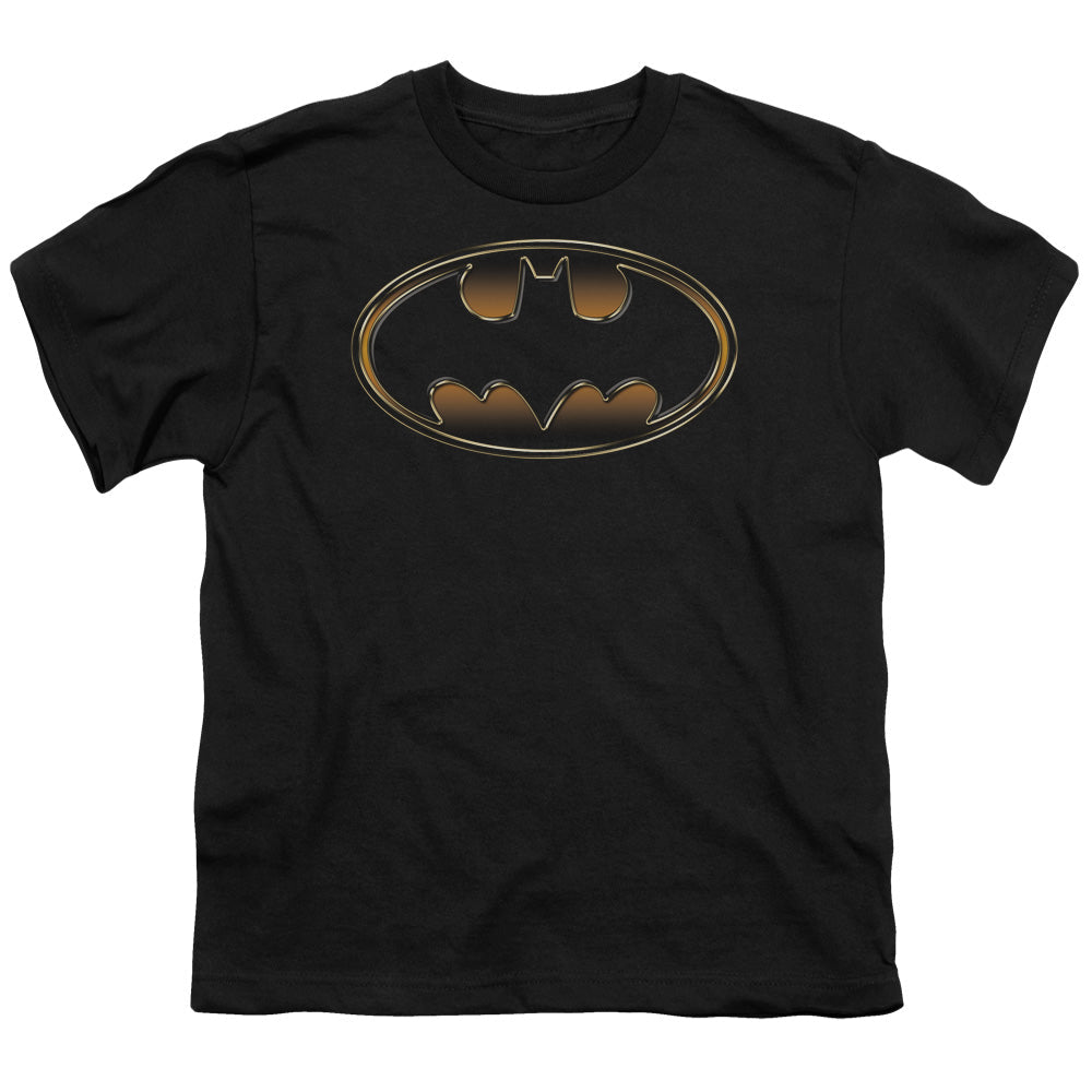 Batman Black & Gold Embossed Kids Youth T Shirt Black Officially Licensed