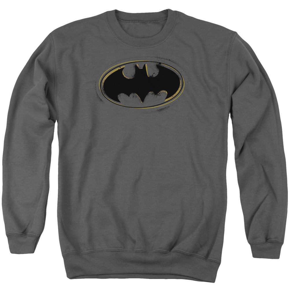 Batman Spray Paint Logo Mens Crewneck Sweatshirt Charcoal