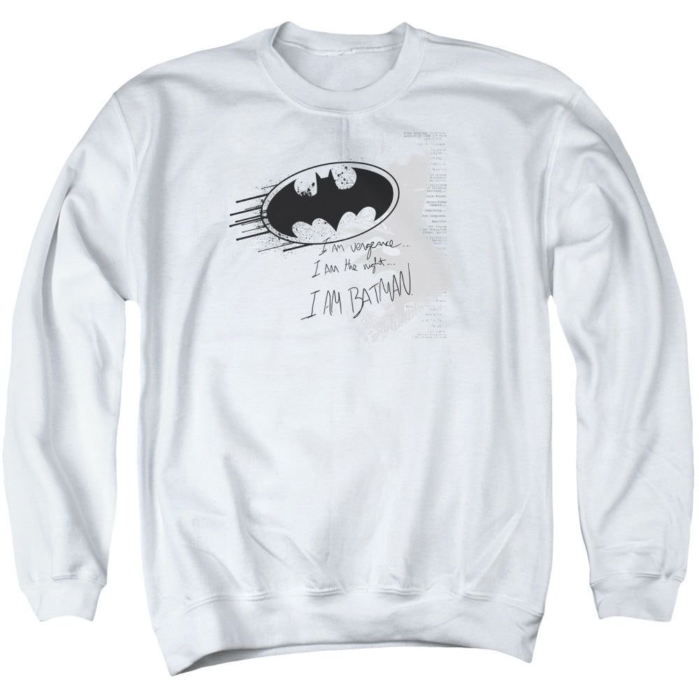 Batman I Am Vengeance Mens Crewneck Sweatshirt White