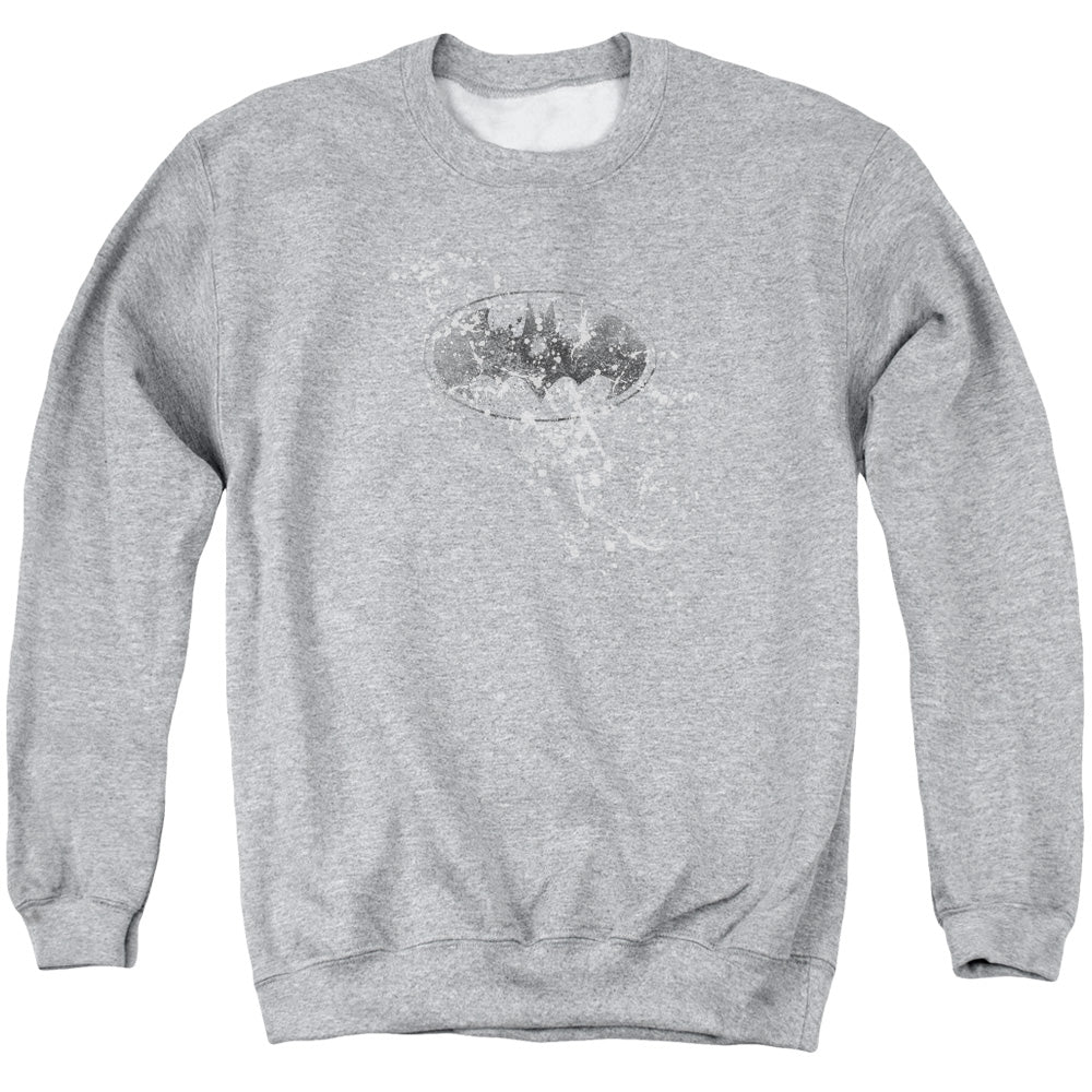 Batman Burned & Splattered Mens Crewneck Sweatshirt Athletic Heather