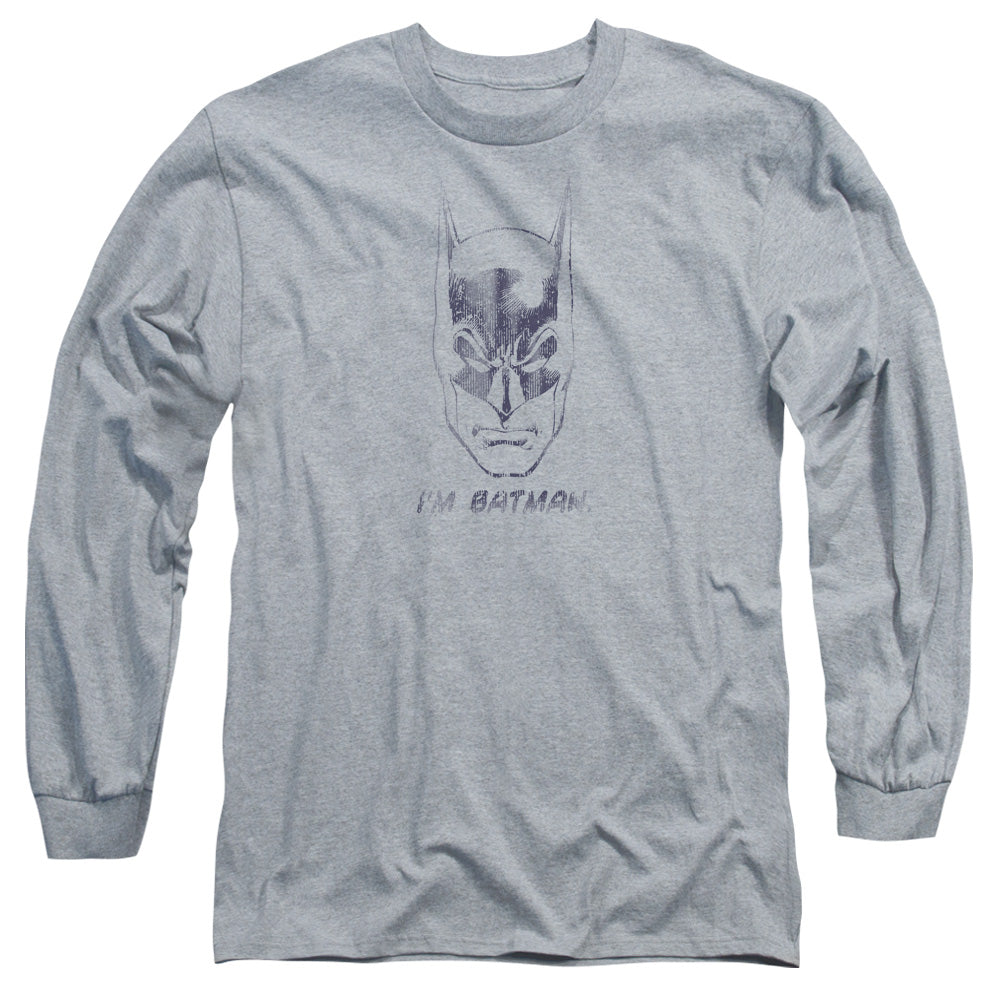 Batman Im Batman Mens Long Sleeve Shirt Athletic Heather Officially Licensed