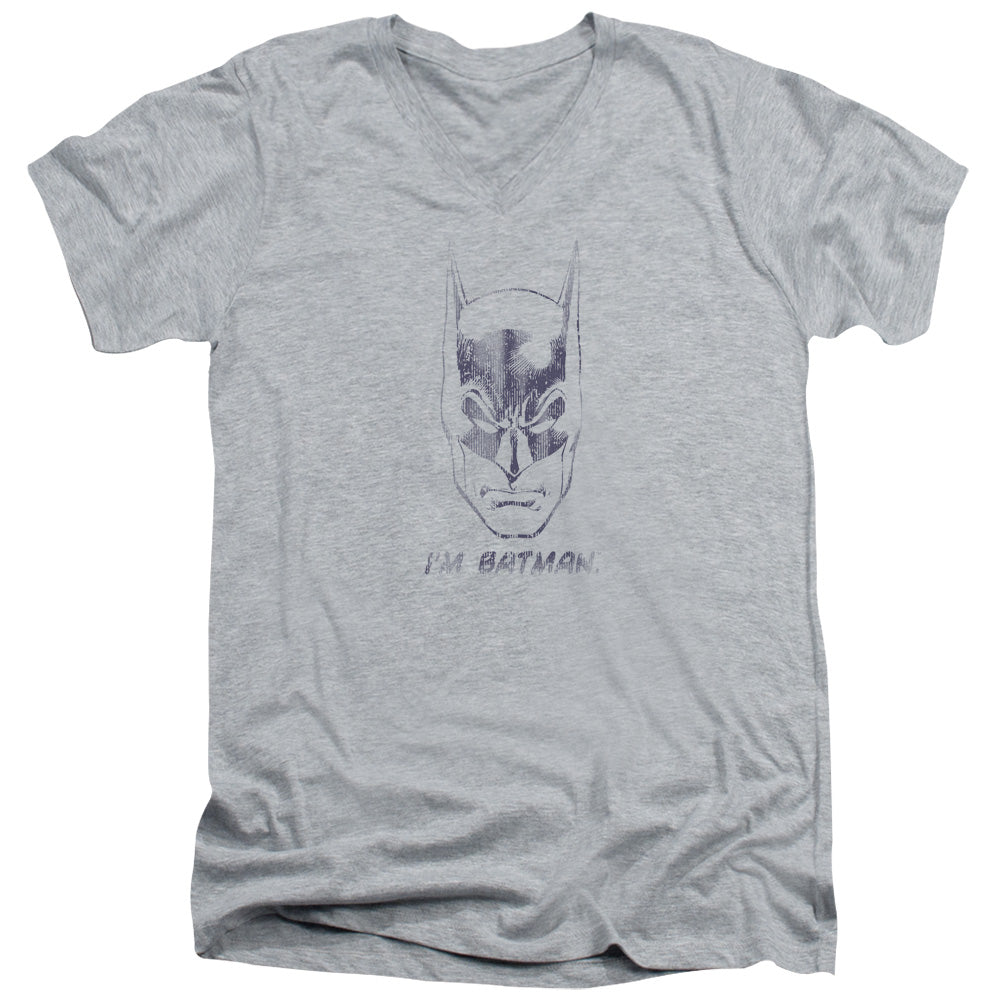 Batman Im Batman Mens Slim Fit V Neck T Shirt Athletic Heather Officially Licensed