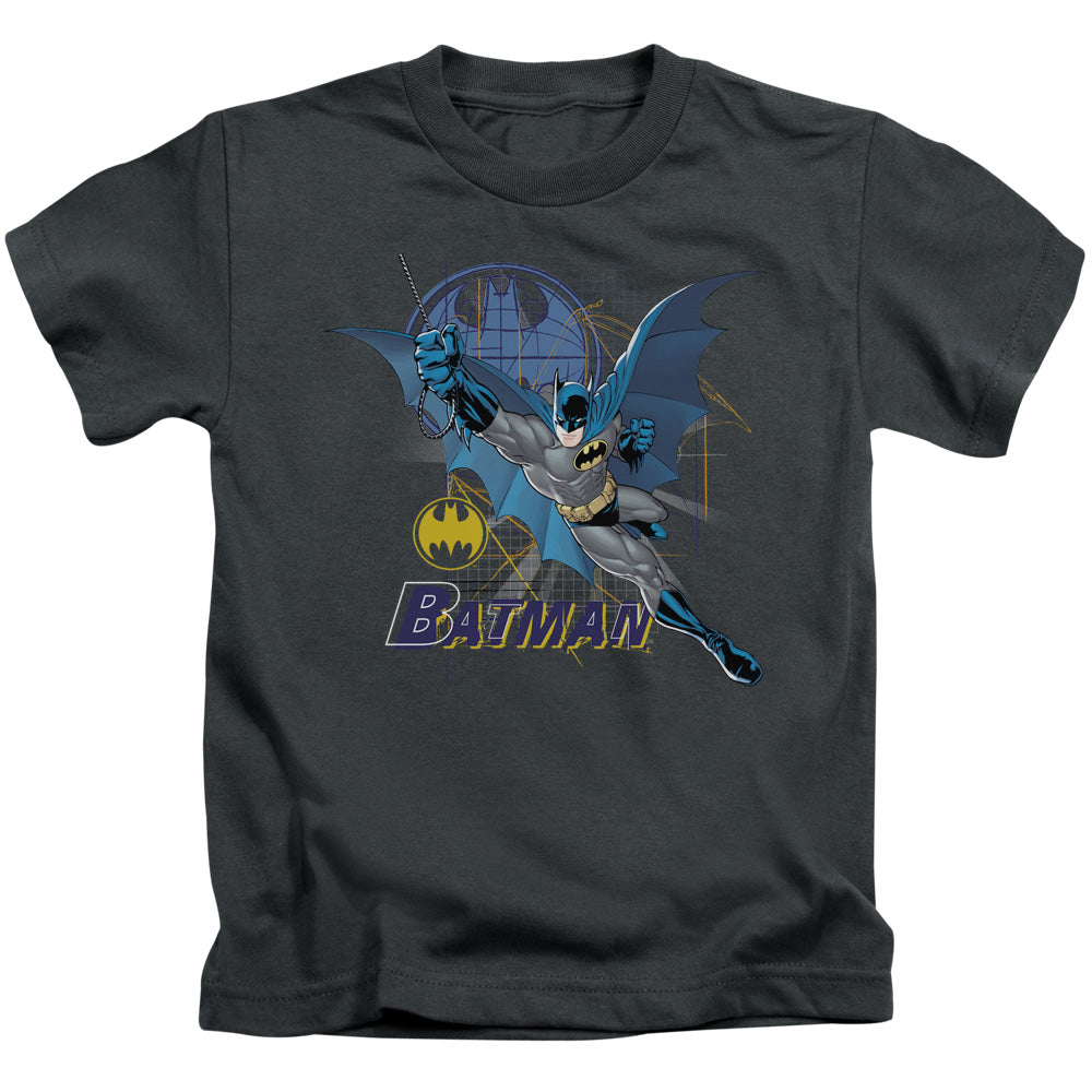 Batman Cape Outstretched Juvenile Kids Youth T Shirt Charcoal Officially Licensed