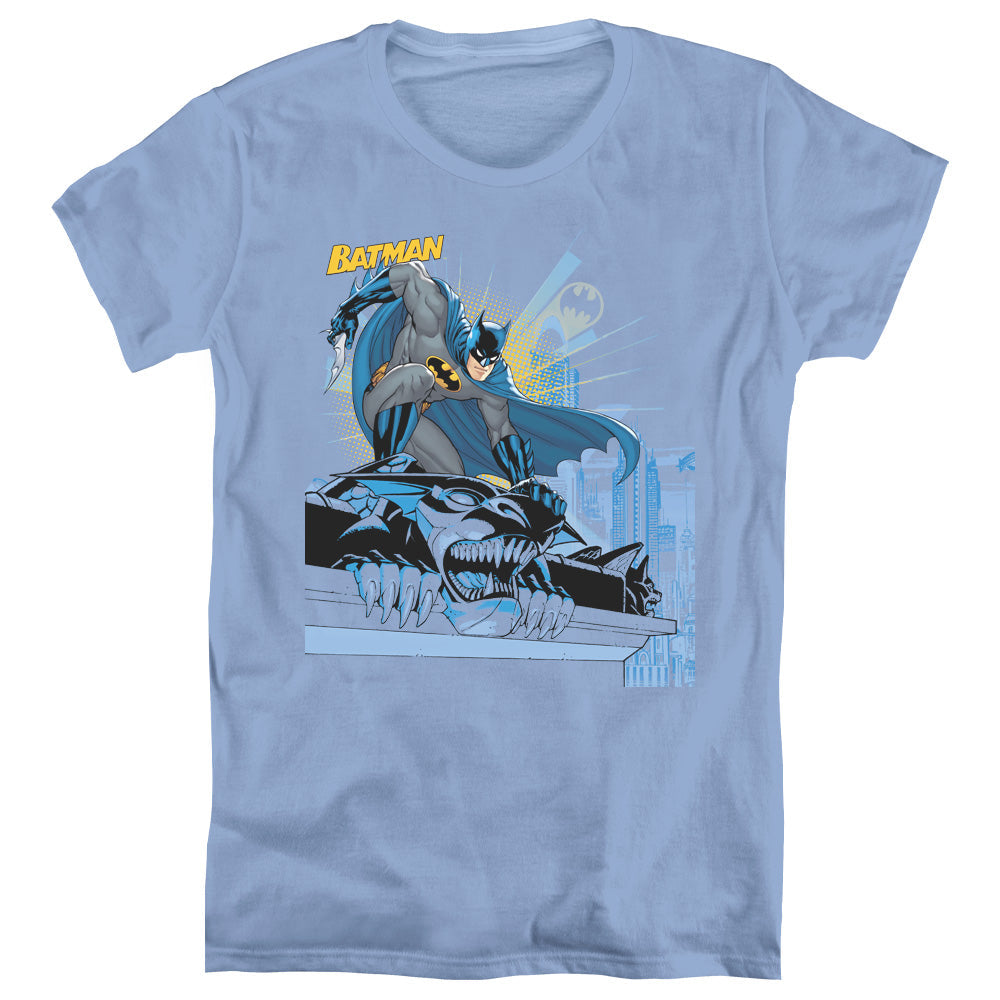 Batman Two Gotham Gargoyles Womens T Shirt Carolina Blue Officially Licensed