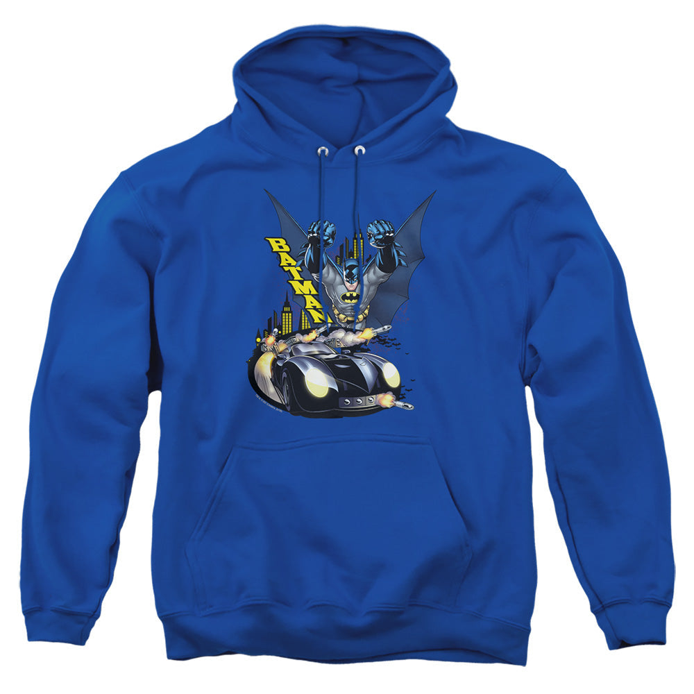 Batman By Air & By Land Mens Hoodie Royal Officially Licensed