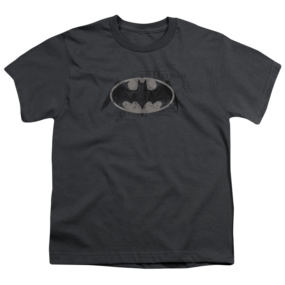 Batman Arcane Bat Logo Kids Youth T Shirt Charcoal Officially Licensed