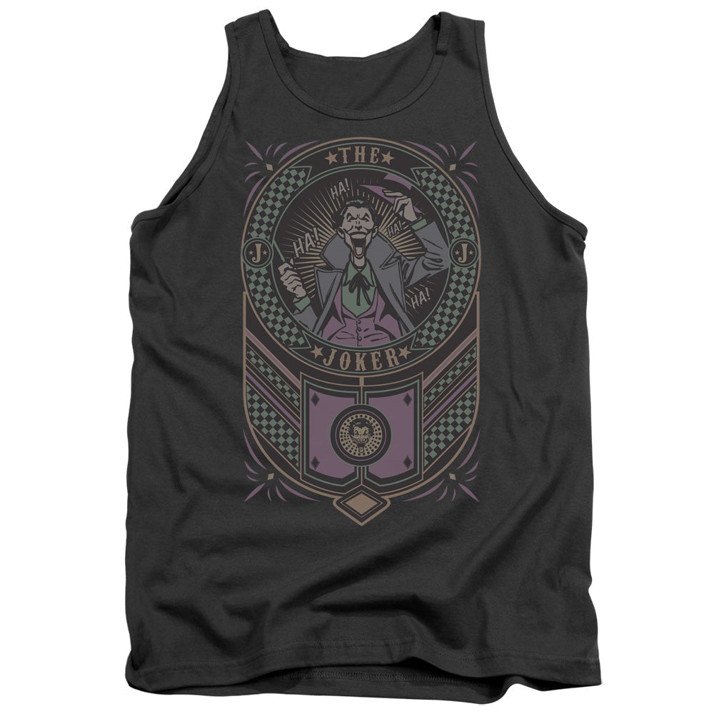 Batman Joker Checkered Sign Mens Tank Top Shirt Charcoal Officially Licensed