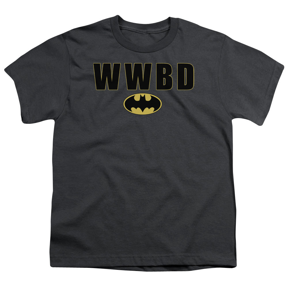 Batman Wwbd Logo Kids Youth T Shirt Charcoal Officially Licensed