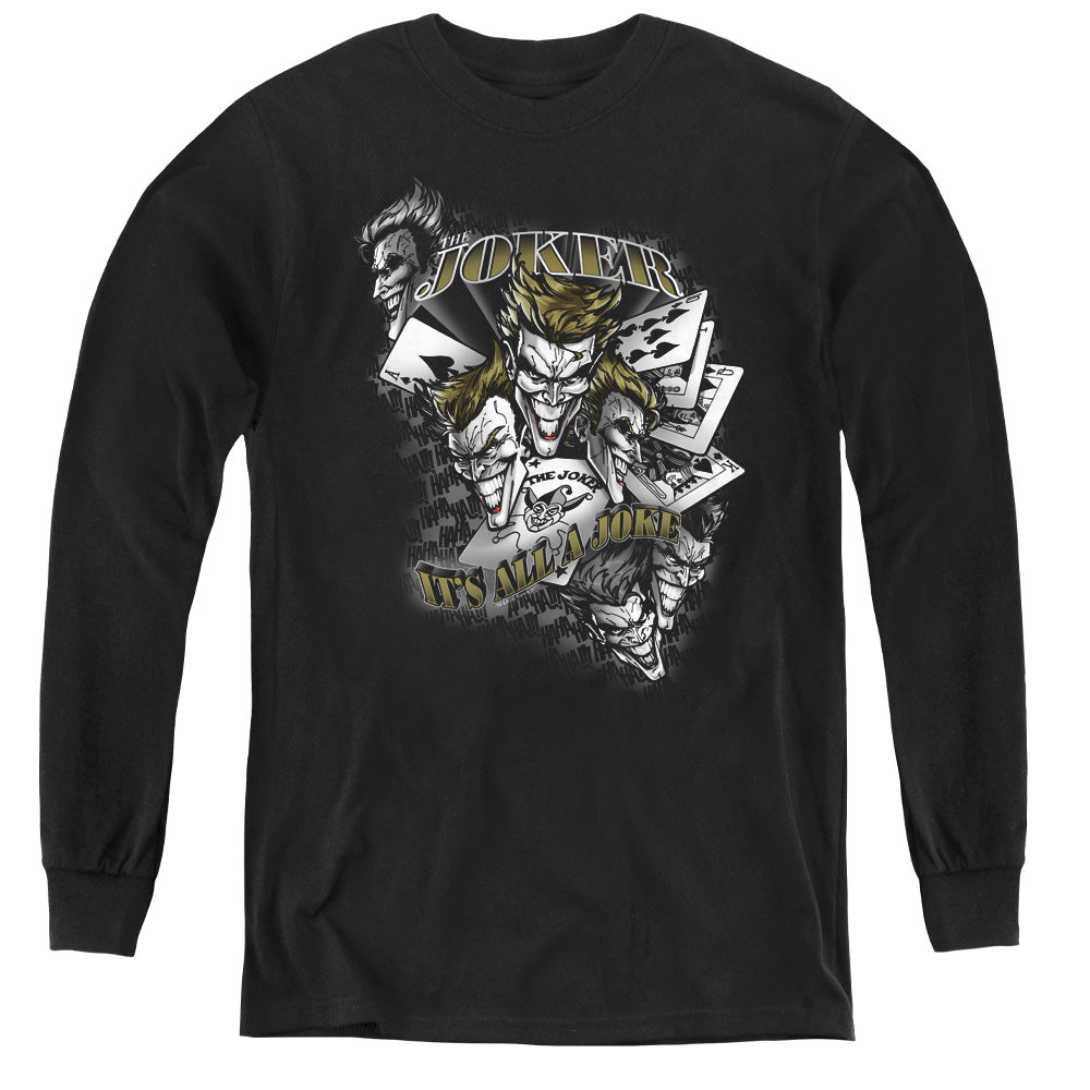Batman Its All A Joke Long Sleeve Kids Youth T Shirt Black Officially Licensed