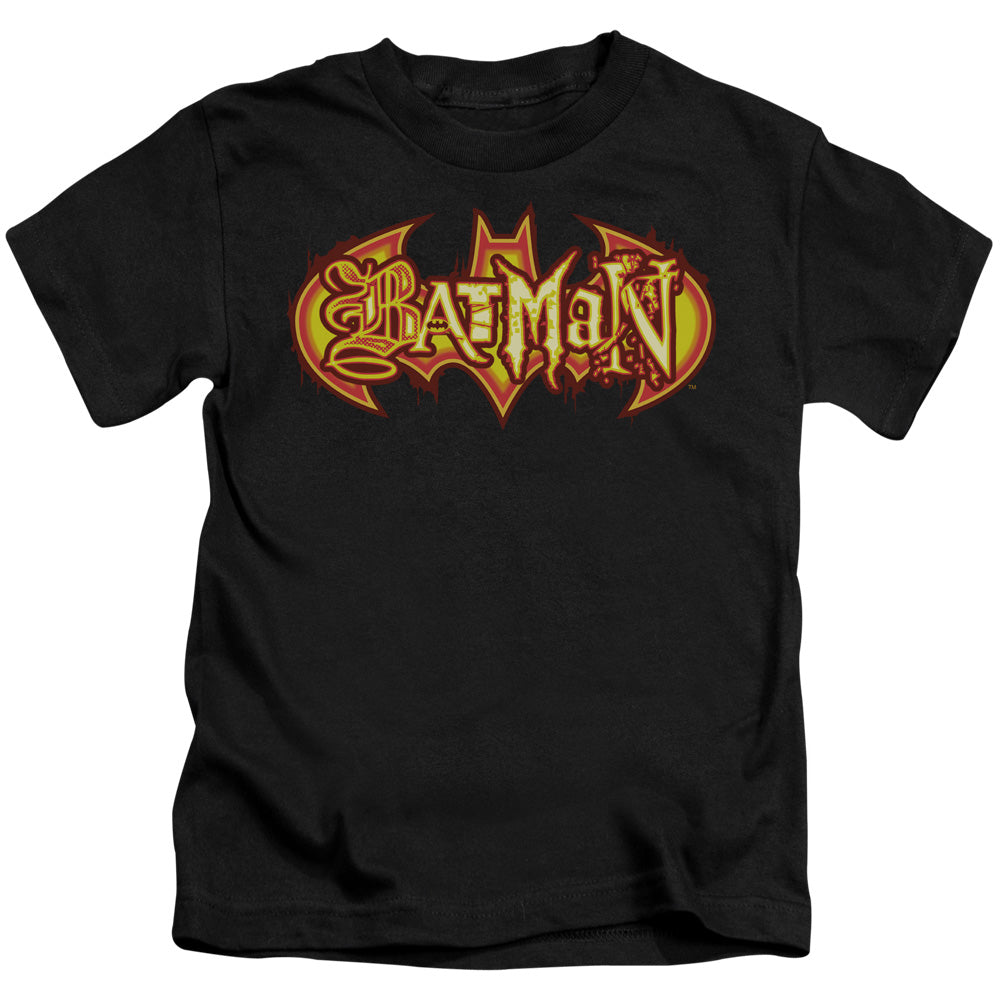 Batman Fiery Shield Juvenile Kids Youth T Shirt Black Officially Licensed