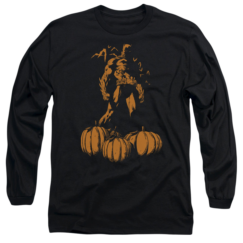 Batman A Bat Among Pumpkins Mens Long Sleeve Shirt Black Officially Licensed