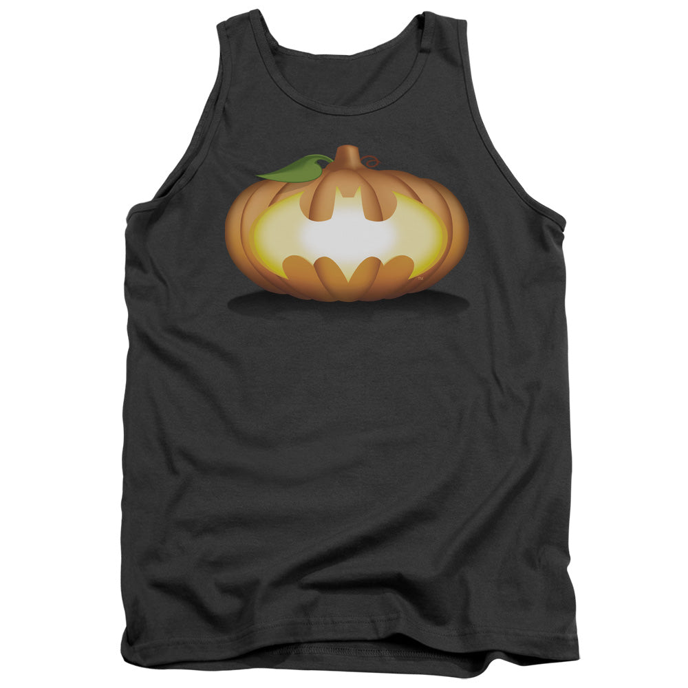 Batman Bat Pumpkin Logo Mens Tank Top Shirt Charcoal Officially Licensed