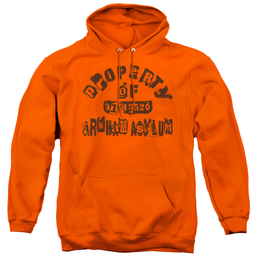 Batman Property Of Arkham Mens Hoodie Orange Officially Licensed