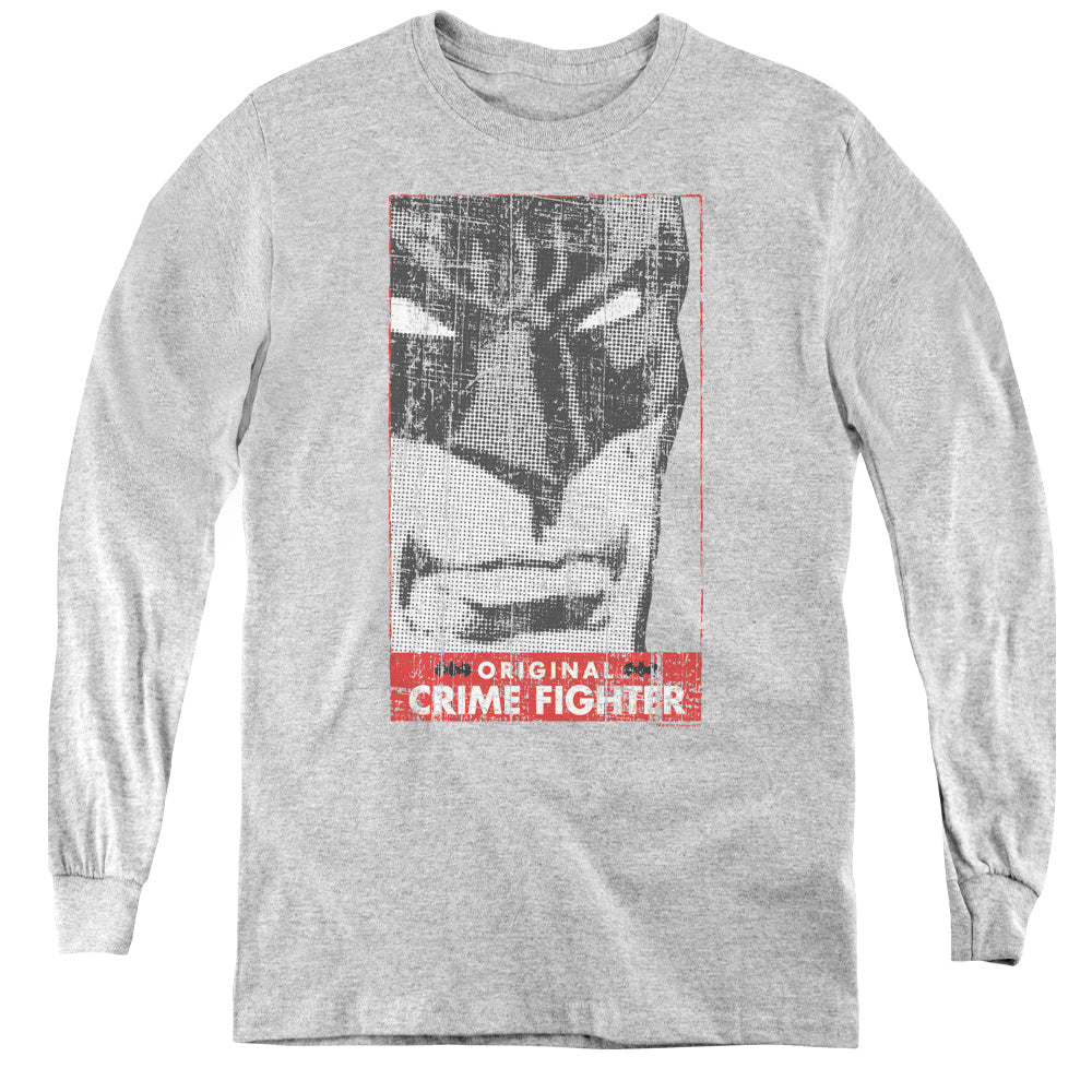 Batman Orginal Crime Fighter Long Sleeve Kids Youth T Shirt Athletic Heather Officially Licensed