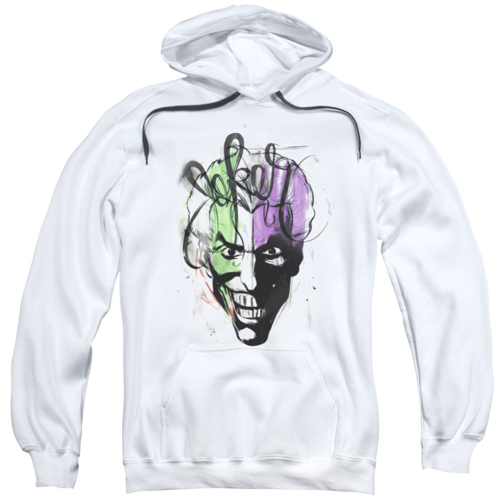 Batman Joker Airbrush Mens Hoodie White Officially Licensed