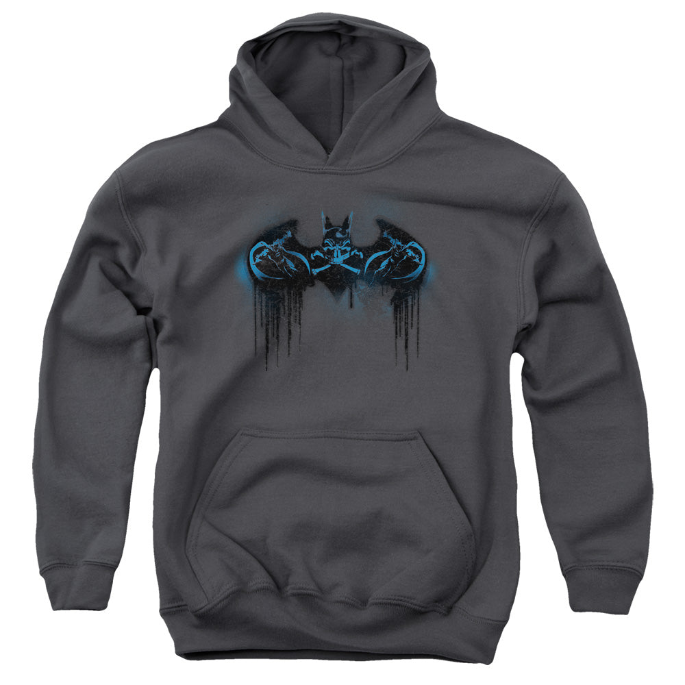Batman Run Away Kids Youth Hoodie Charcoal Officially Licensed