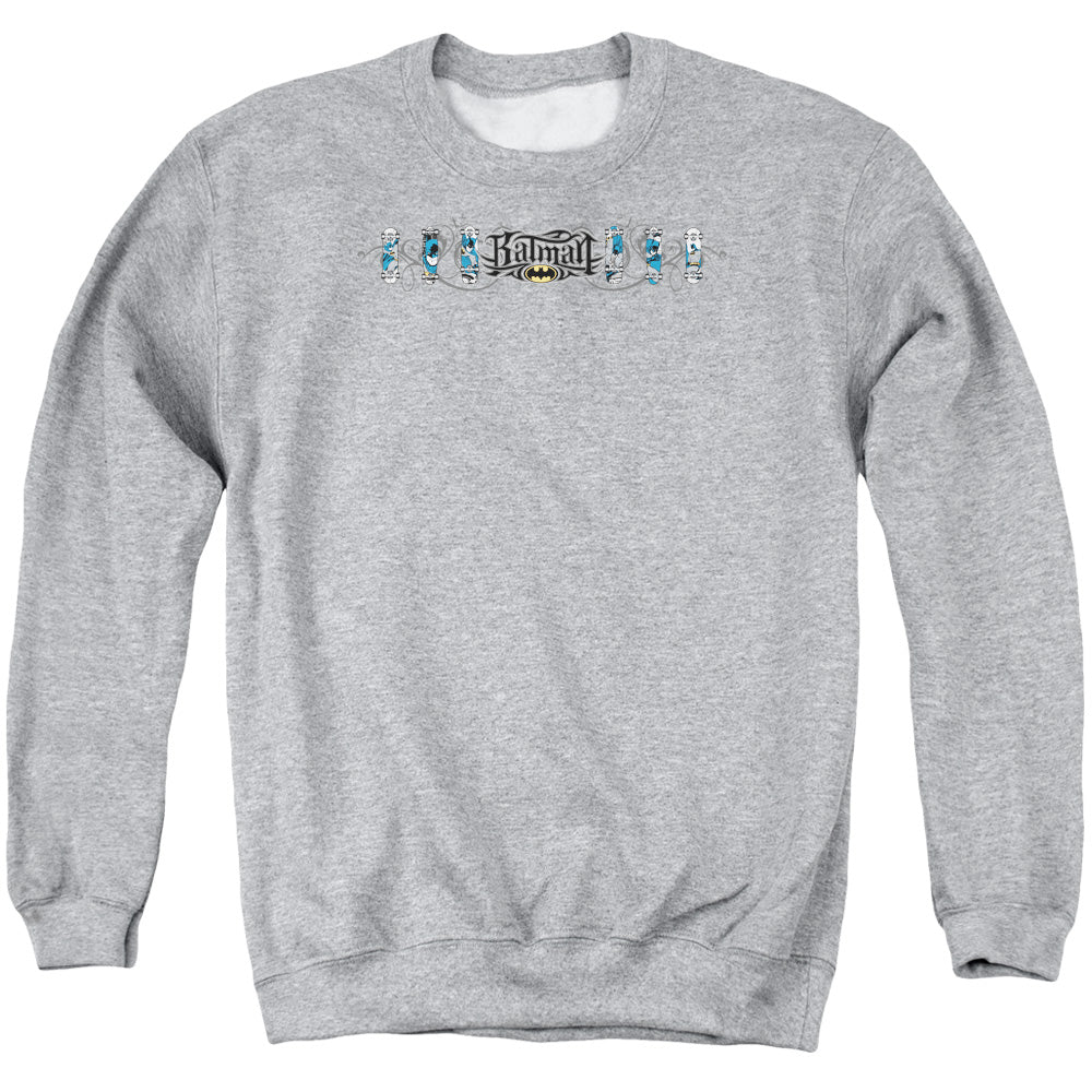 Batman Skateboard Bats Mens Crewneck Sweatshirt Athletic Heather