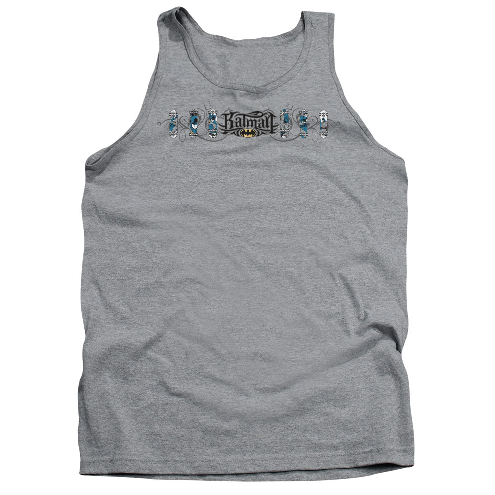 Batman Skateboard Bats Mens Tank Top Shirt Athletic Heather Officially Licensed