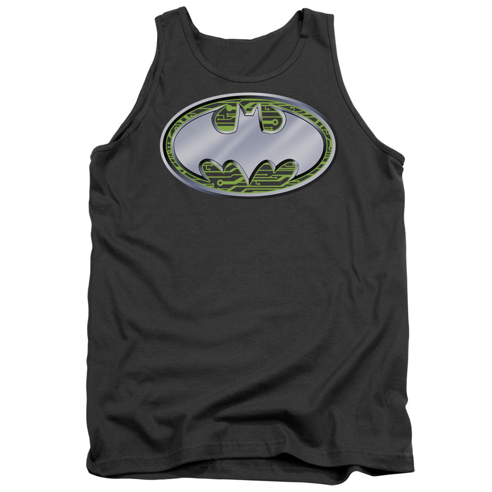 Batman Circuits Logo Mens Tank Top Shirt Charcoal Officially Licensed