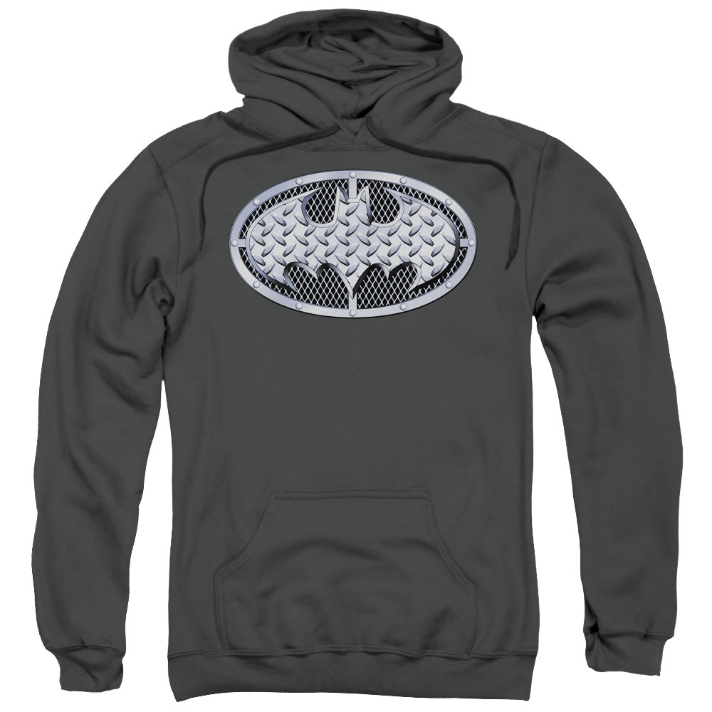 Batman Steel Mesh Shield Mens Hoodie Charcoal Officially Licensed