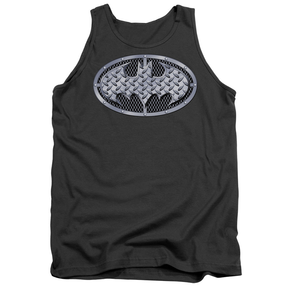Batman Steel Mesh Shield Mens Tank Top Shirt Charcoal Officially Licensed