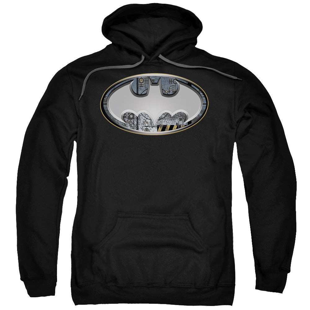 Batman Steel Wall Shield Mens Hoodie Black Officially Licensed