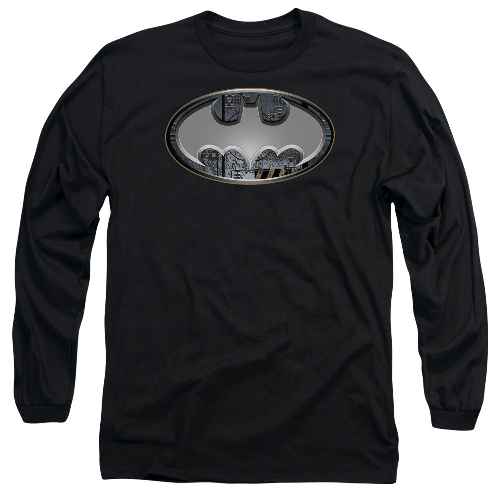 Batman Steel Wall Shield Mens Long Sleeve Shirt Black Officially Licensed