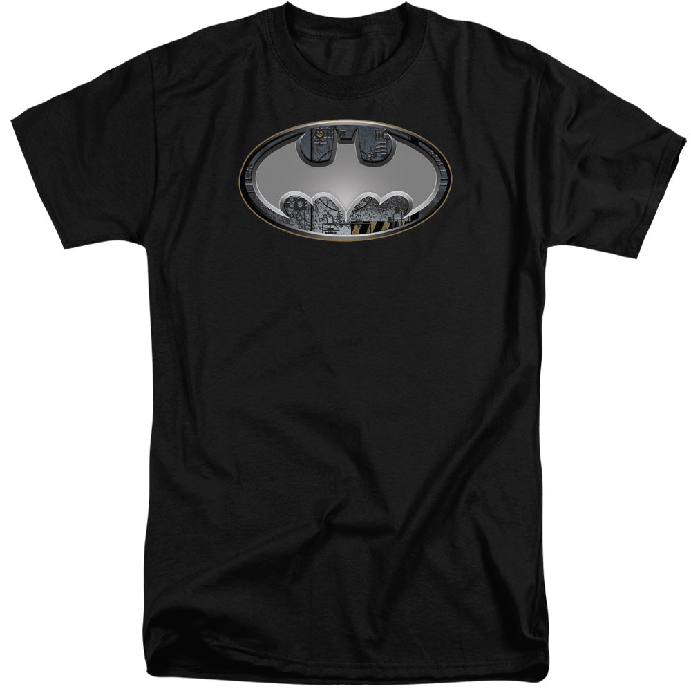 Batman Steel Wall Shield Mens Tall T Shirt Black Officially Licensed