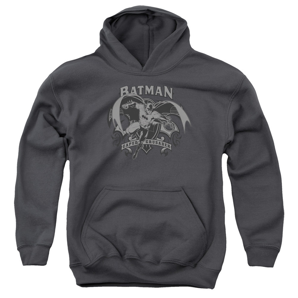 Batman Crusade Kids Youth Hoodie Charcoal Officially Licensed