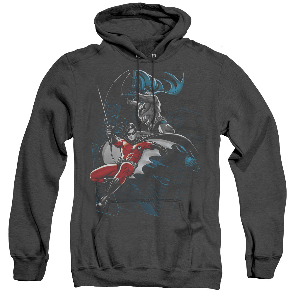 Batman Black And White Heather Mens Hoodie Black Officially Licensed