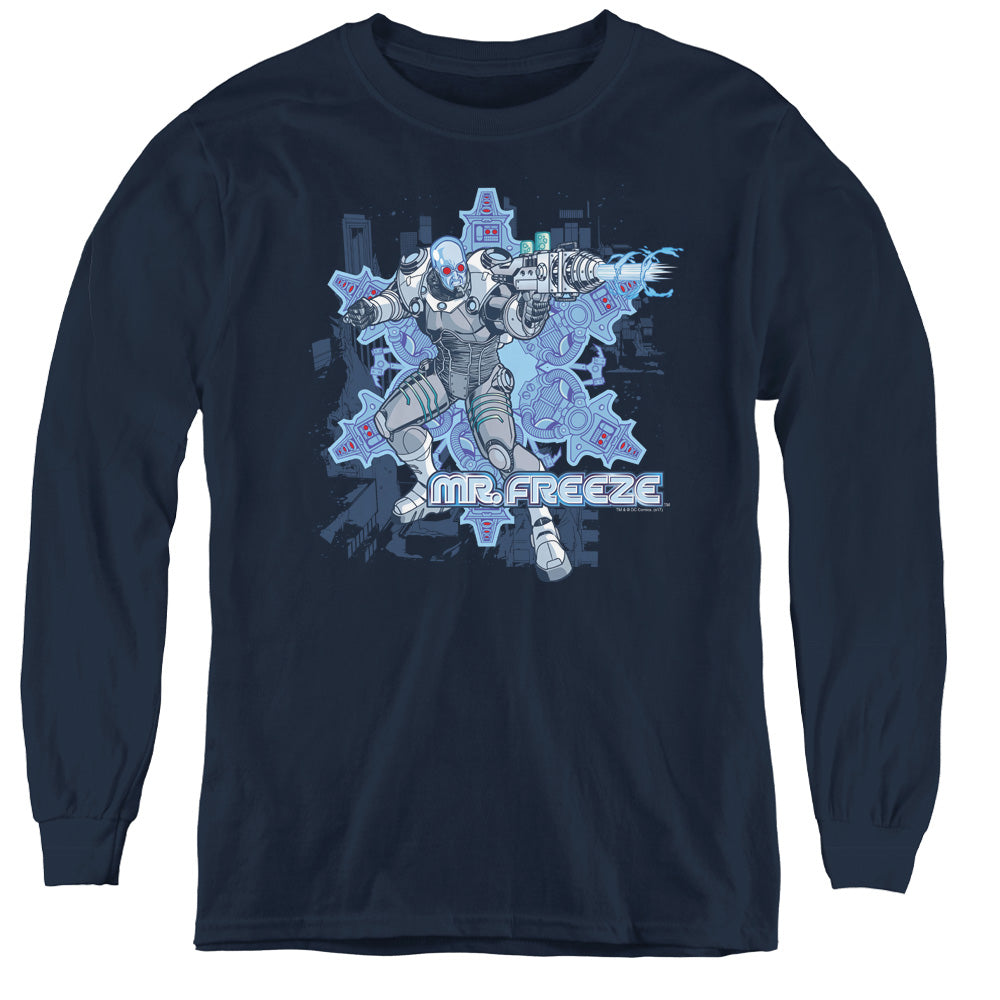 Batman Mr Freeze Long Sleeve Kids Youth T Shirt Navy Blue Officially Licensed