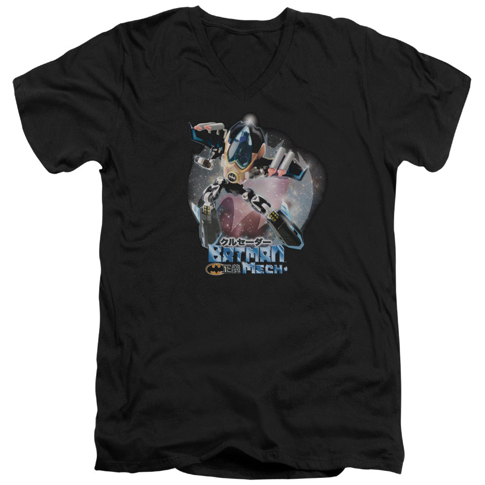 Batman Batman Mech Mens Slim Fit V Neck T Shirt Black Officially Licensed