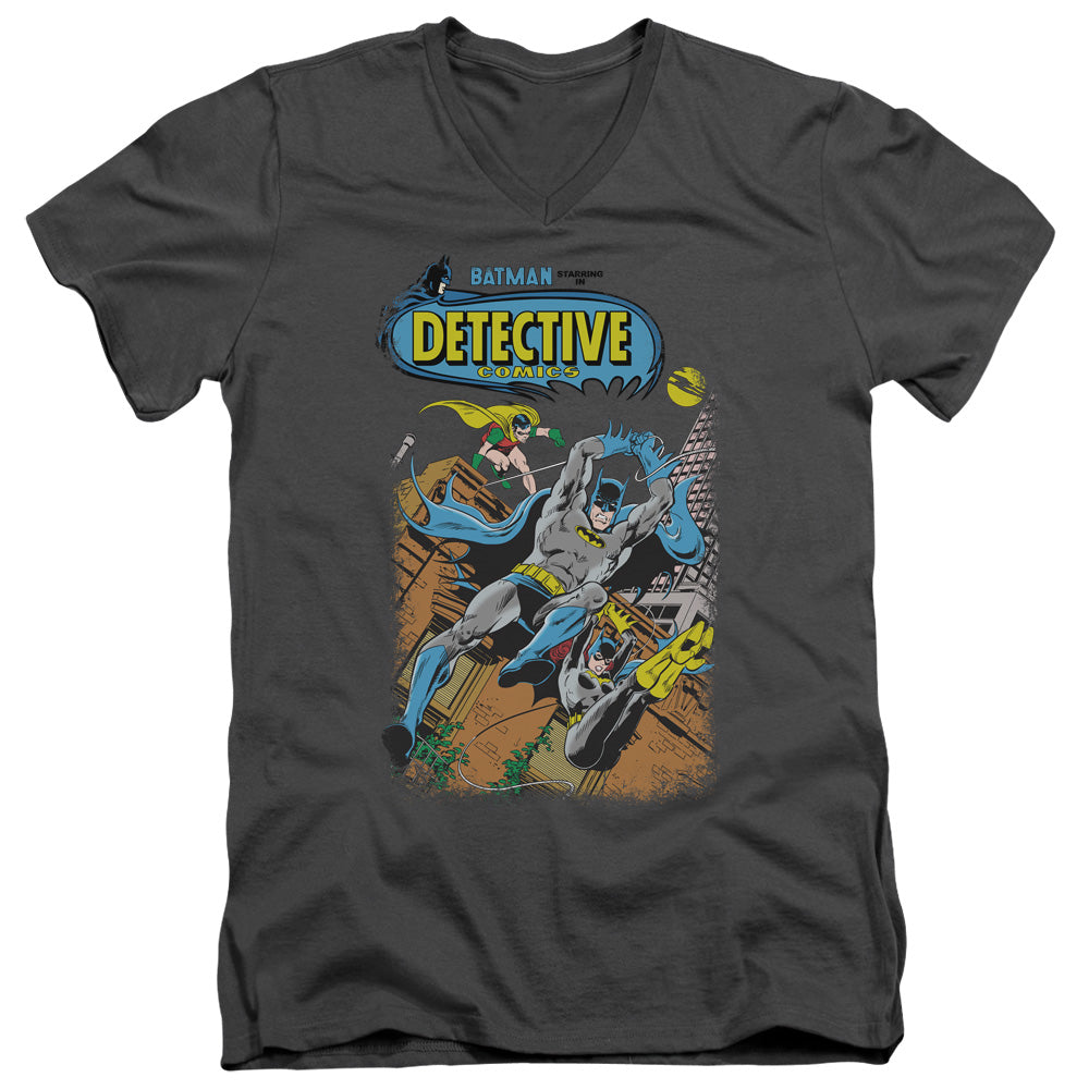 Batman Detective #487 Mens Slim Fit V Neck T Shirt Charcoal Officially Licensed