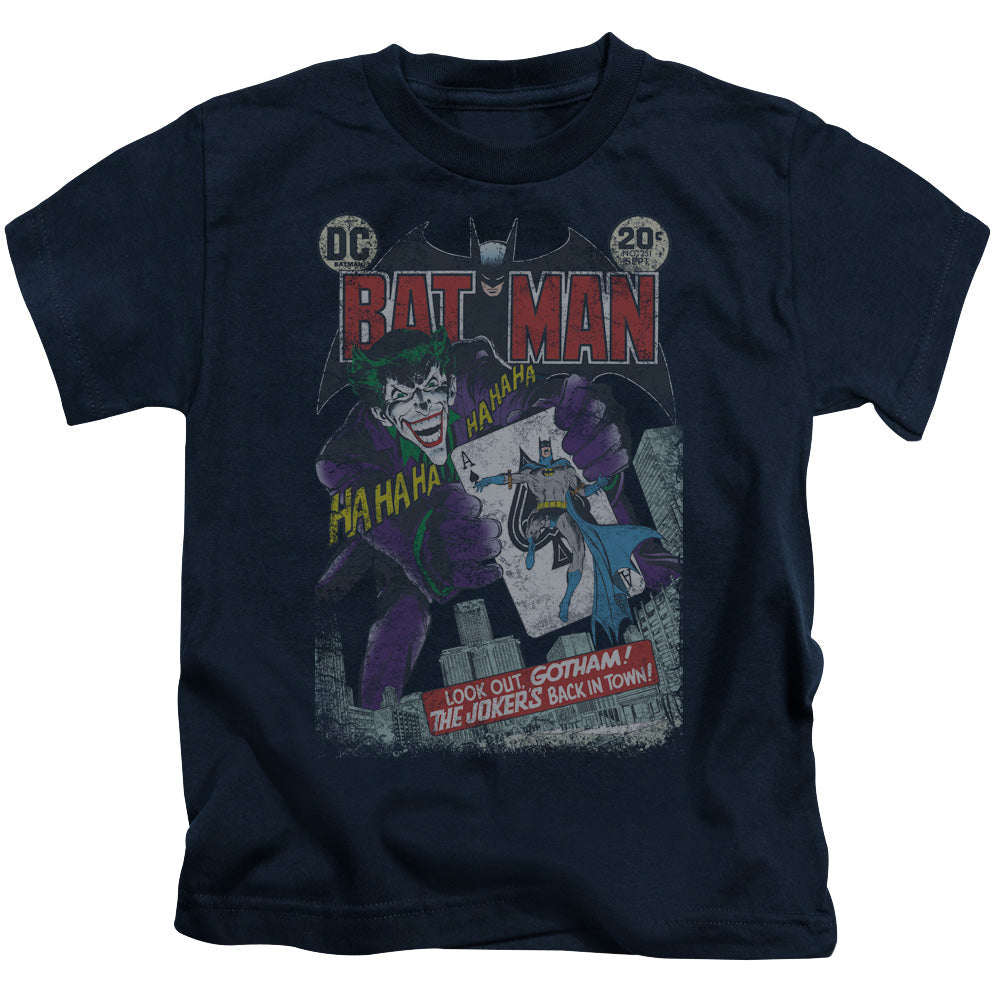 Batman #251 Distressed Juvenile Kids Youth T Shirt Navy Blue Officially Licensed