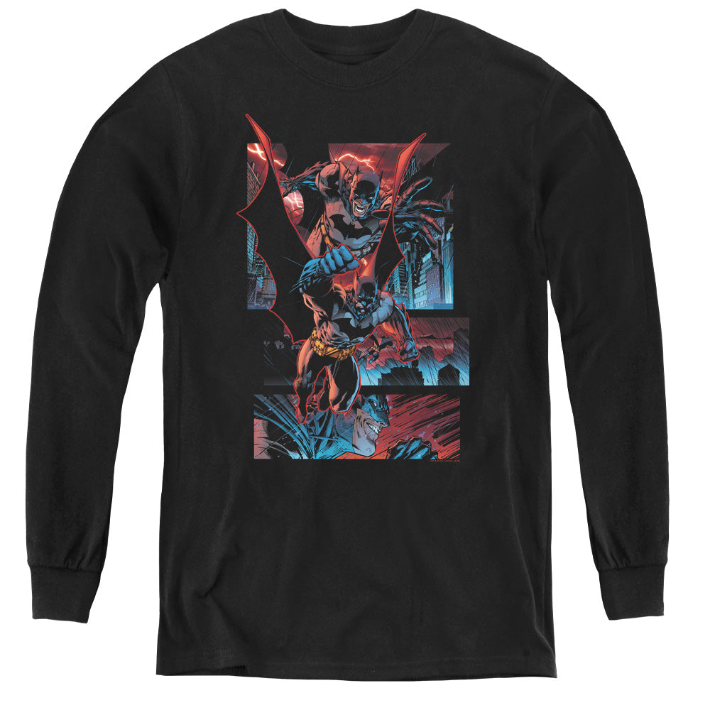 Batman Dark Knight Panels Long Sleeve Kids Youth T Shirt Black Officially Licensed